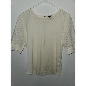 J.Crew Women's NWOT Eyelet Back Tee With Zipper In Ivory Size: MEDIUM